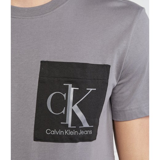 Calvin Klein t-shirt męski szary z napisami z krótkim rękawem 