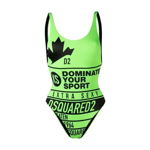 Dsquared2, Logo Print One-Piece Swimsuit Zielony, female, Dsquared2 46 IT showroom.pl