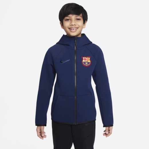 Bluza z kapturem i zamkiem na całej długości dla dużych dzieci FC Barcelona Tech Nike XS Nike poland