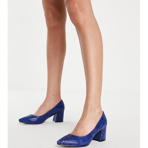 Simply Be Wide Fit – Elodie – Niebieskie buty na obcasie z efektem skóry węża Simply Be Wide Fit 40 okazja Asos Poland