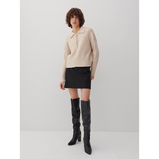 Reserved - Spódnica mini z przeszyciami - Czarny Reserved 38 Reserved