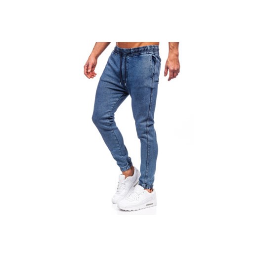 Granatowe spodnie jeansowe joggery męskie Denley 0026 34/L Denley wyprzedaż