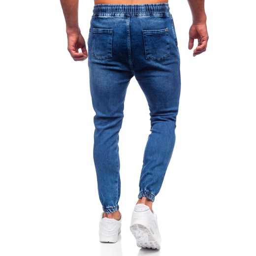 Granatowe spodnie jeansowe joggery męskie Denley 0027 36/XL promocja Denley