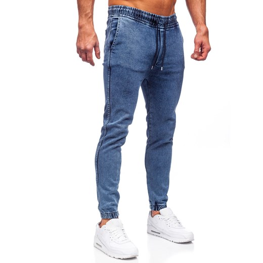 Granatowe spodnie jeansowe joggery męskie Denley 0026 33/L Denley okazyjna cena