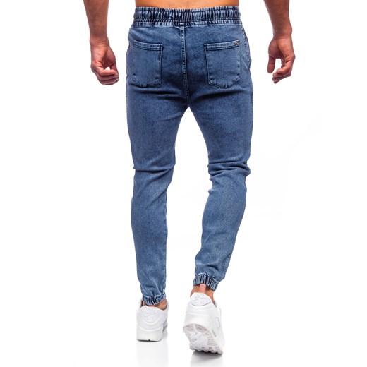 Granatowe spodnie jeansowe joggery męskie Denley 0026 34/L okazja Denley