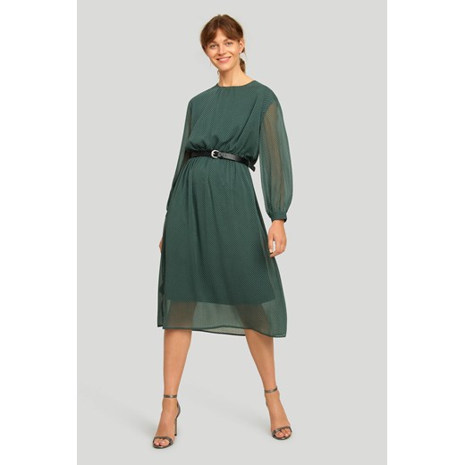 Sukienka z długim rękawem w groszki zielona Greenpoint 36 Happy Face