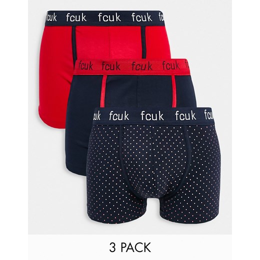 FCUK – Zestaw 3 par bokserek z nadrukiem-Black French Connection S promocja Asos Poland