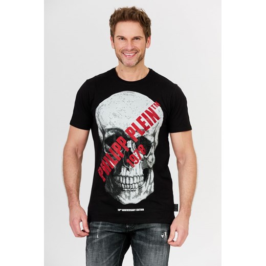 Philipp Plein - Czarny t-shirt męski z aplikacją czaszki XXL okazyjna cena outfit.pl