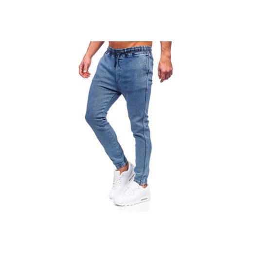 Niebieskie spodnie jeansowe joggery męskie Denley 0026 30/S promocja Denley