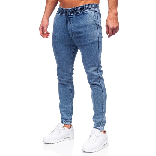 Niebieskie spodnie jeansowe joggery męskie Denley 0026 33/L promocja Denley