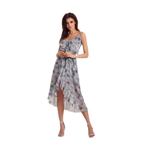 Szyfonowa asymetryczna sukienka Chantal Moda Dla Ciebie 40 okazyjna cena Moda Dla Ciebie