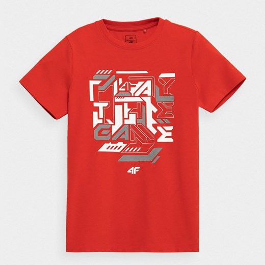 Koszulka Chłopięca 4F T-Shirt Chłopięcy Czerwony 128 darcet