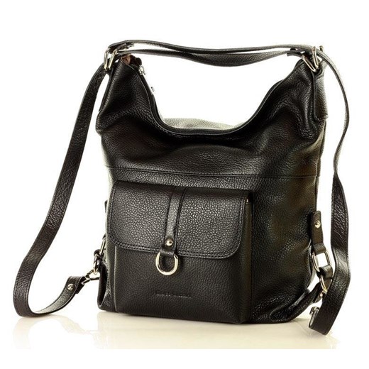 Torebka - plecak ze skóry naturalnej  - Alessia czarny Mazzini uniwersalny okazja Verostilo