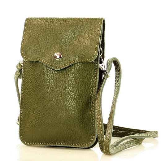 MARCO MAZZINI Torebka skórzana etui na telefon zieolna militare Genuine Leather uniwersalny okazja Verostilo