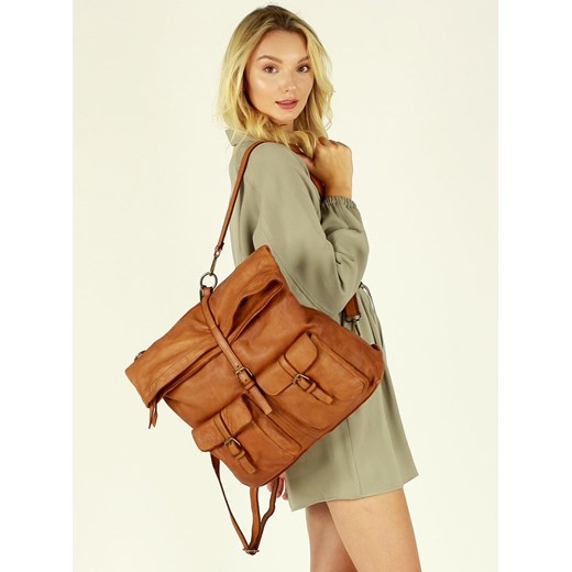 Ponadczasowa torba plecak skórzany XL safari slow fashion - MARCO MAZZINI brąz uniwersalny Verostilo okazyjna cena