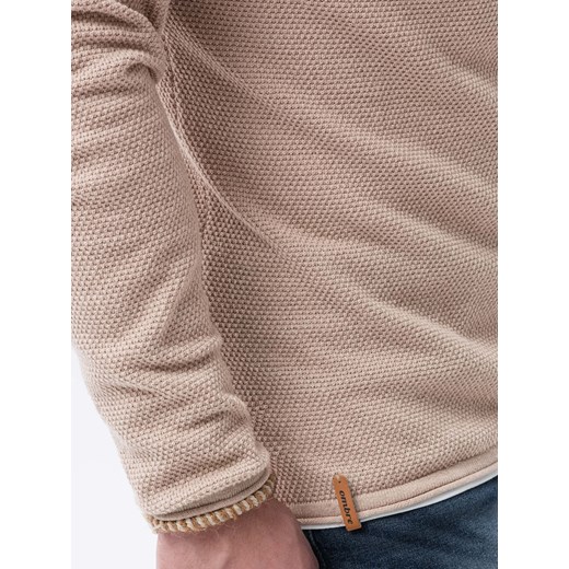 Sweter męski E121 - brązowy M ombre