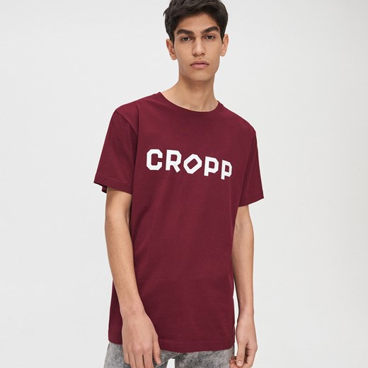 Cropp - Koszulka z napisem Cropp - Bordowy Cropp S Cropp