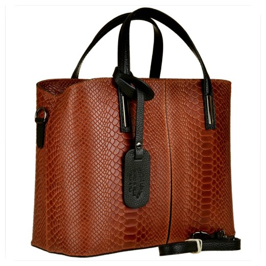 Borse in pelle torebka skórzana kuferek wzór wężowej skóry koniak Borse In Pelle uniwersalny wyprzedaż melon.pl
