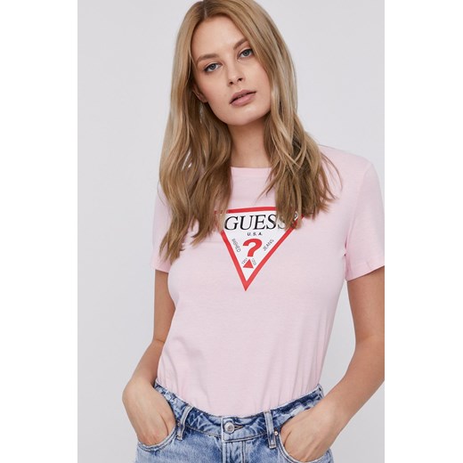 Guess T-shirt damski kolor różowy Guess M promocyjna cena ANSWEAR.com