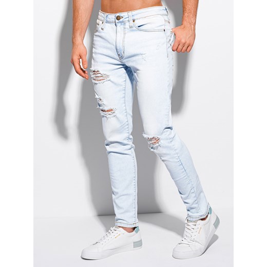 Spodnie męskie jeansowe II gatunek 1020P - jasnoniebieskie Edoti.com M promocja Edoti.com