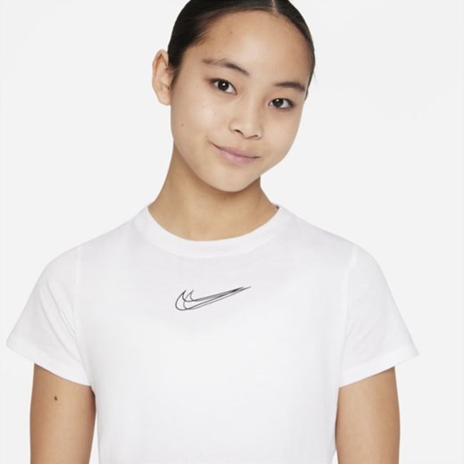 Krótki T-shirt do tańca dla dużych dzieci (dziewcząt) Nike Sportswear - Biel Nike M Nike poland