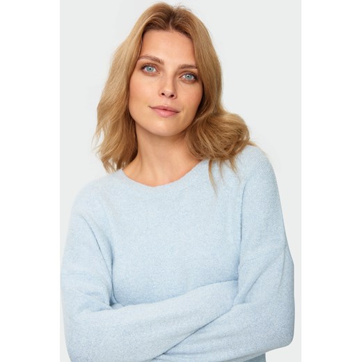 Sweter o luźny kroju z błyszczącą nitką niebieski Greenpoint 38 promocyjna cena Happy Face