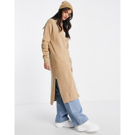 Stradivarius – Beżowy długi kardigan-Neutralnie M Asos Poland