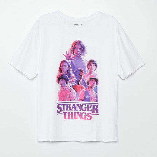 Cropp - Koszulka Stranger Things - Biały Cropp S wyprzedaż Cropp