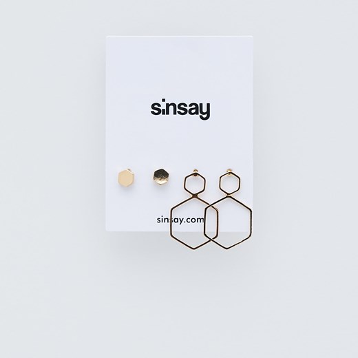 Sinsay - Kolczyki geometryczne - Złoty Sinsay Jeden rozmiar okazja Sinsay