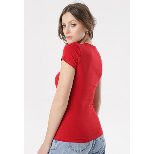 Czerwony T-shirt Echolaira L promocja Born2be Odzież