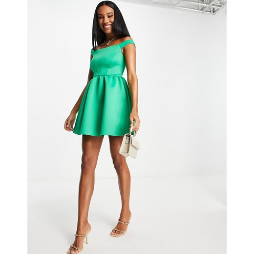 ASOS DESIGN – Zielona sukienka mini z gorsetową górą i plisowanym dołem-Zielony 38 Asos Poland
