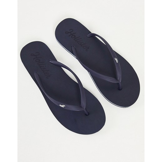 Hollister – Granatowe klapki japonki z logo-Granatowy Hollister L Asos Poland