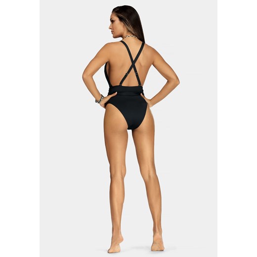 Czarny kostium monokini z dużym dekoltem F191/509A Feba M (38) Feba