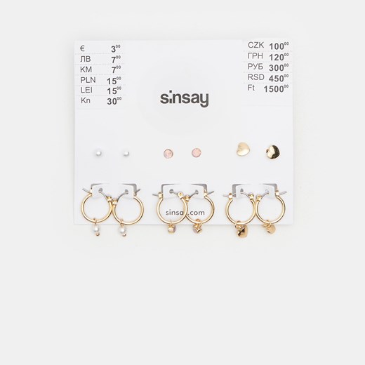 Sinsay - Kolczyki 6 pack - Złoty Sinsay Jeden rozmiar Sinsay okazja