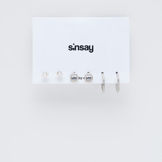Sinsay - Kolczyki z cyrkoniami - Srebrny Sinsay Jeden rozmiar wyprzedaż Sinsay
