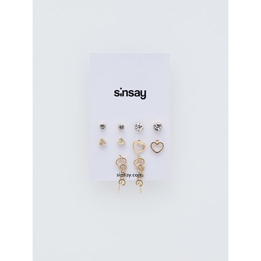 Sinsay - Zestaw 5 par kolczyków - Złoty Sinsay Jeden rozmiar okazja Sinsay