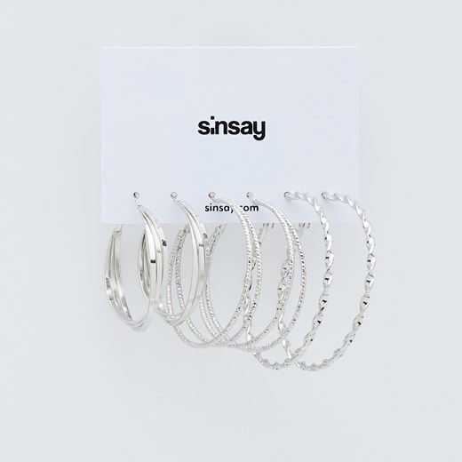 Sinsay - Zestaw 3 par kolczyków kół - Srebrny Sinsay Jeden rozmiar okazyjna cena Sinsay