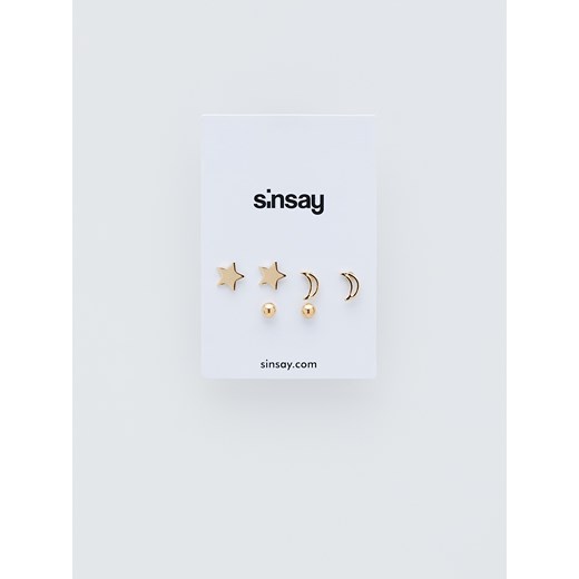 Sinsay - Zestaw 3 kolczyków - Złoty Sinsay Jeden rozmiar promocyjna cena Sinsay