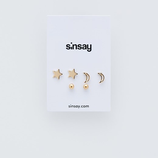 Sinsay - Zestaw 3 kolczyków - Złoty Sinsay Jeden rozmiar wyprzedaż Sinsay