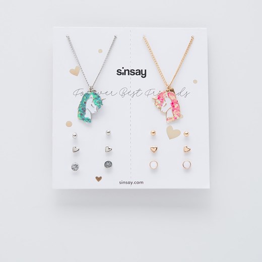 Sinsay - Zestaw biżuterii dla przyjaciółek - Wielobarwny Sinsay Jeden rozmiar okazja Sinsay
