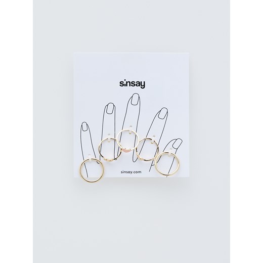 Sinsay - Zestaw pierścionków - Złoty Sinsay Jeden rozmiar promocja Sinsay