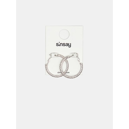 Sinsay - Okrągłe kolczyki z błyszczącymi elementami - Srebrny Sinsay Jeden rozmiar okazja Sinsay