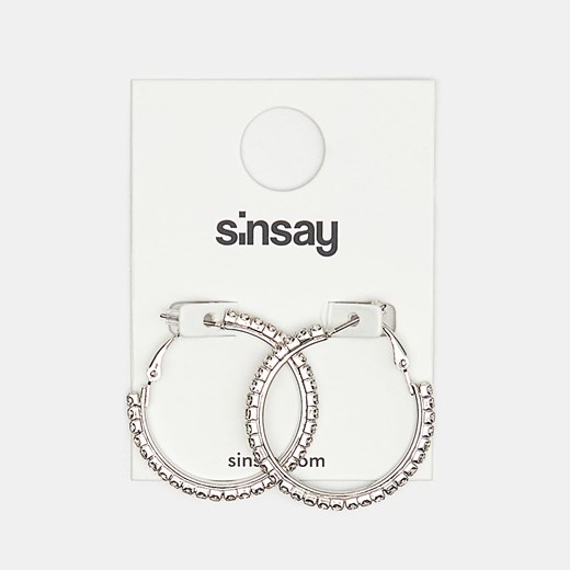 Sinsay - Okrągłe kolczyki z błyszczącymi elementami - Srebrny Sinsay Jeden rozmiar Sinsay okazja