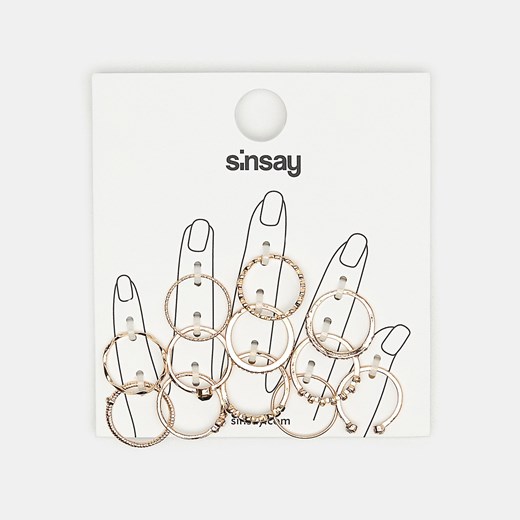 Sinsay - Zestaw pierścionków - Złoty Sinsay Jeden rozmiar promocja Sinsay