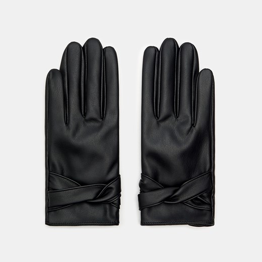 Sinsay - Rękawiczki damskie z imitacji skóry - Czarny Sinsay S/M promocyjna cena Sinsay