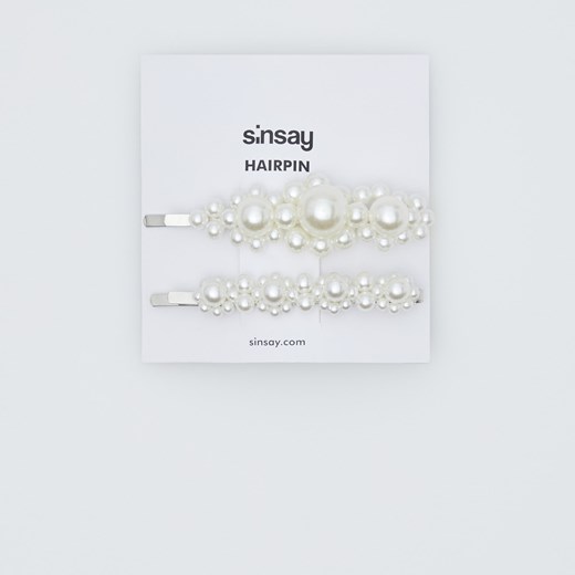 Sinsay - Spinki do włosów z perłami - Biały Sinsay Jeden rozmiar promocja Sinsay