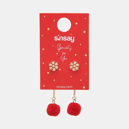 Sinsay - Świąteczne kolczyki - Czerwony Sinsay Jeden rozmiar promocyjna cena Sinsay