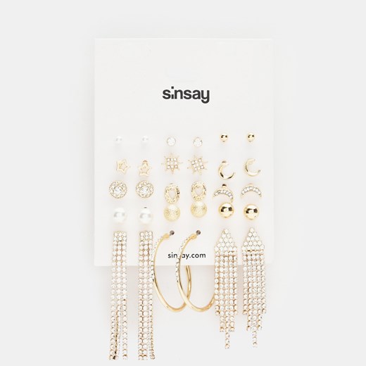 Sinsay - Duży zestaw kolczyków - Złoty Sinsay Jeden rozmiar promocja Sinsay