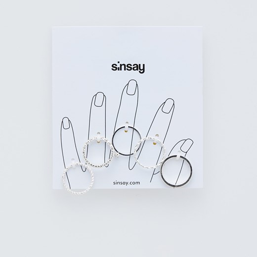Sinsay - Zestaw pierścionków - Srebrny Sinsay Jeden rozmiar okazja Sinsay