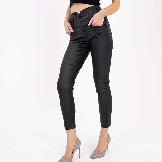 Czarne damskie woskowane spodnie PLUS SIZE- Odzież Royalfashion.pl 4XL-48 royalfashion.pl